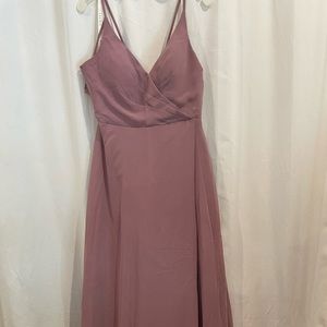 Floor length bridesmaid dress. Mauve color. Azazie